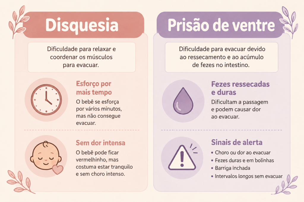 comparativo visual entre disquesia do lactente e prisão de ventre