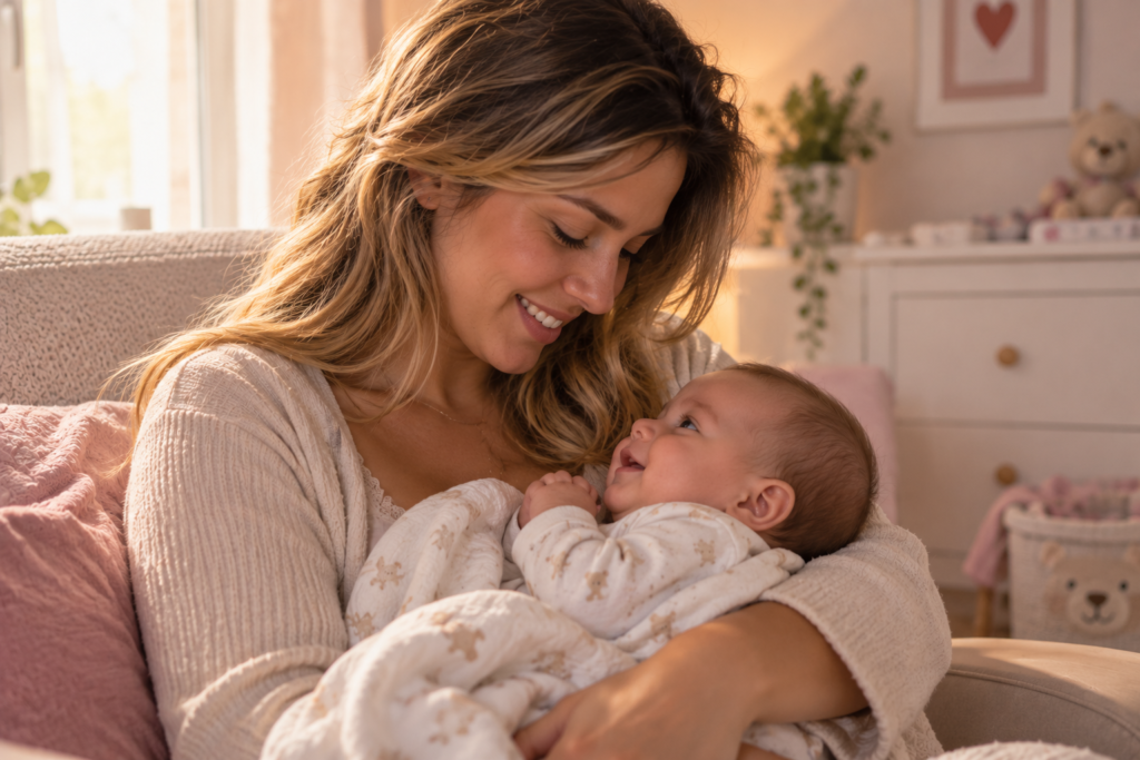 refluxo em bebê - mãe tranquila após entender que é normal